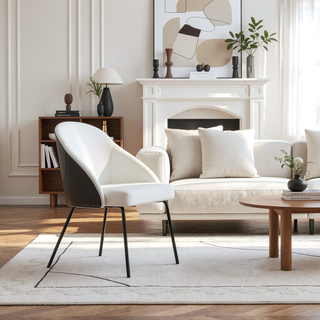 Sunvega Modern Upholstered Leatherette Dining Chair with Gold Steel Frame