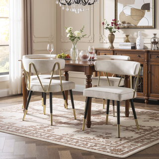 Sunvega Stylish Velvet Dining Chairs with Gold Trim and Padded Seat Set of 2