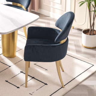 Sunvega Contemporary White and Gold Stainless Steel Arm Chairs for Dining Room