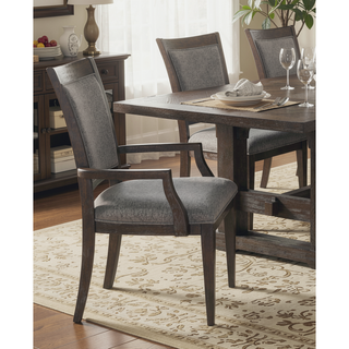 Sunvega Driftwood Brown Wood Frame Fabric Upholstery Armchairs Set of 2