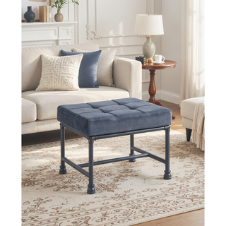 Sunvega Brantley Gray Velvet Upholstered Bench with Memory Foam Cushion