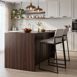Sunvega Modern High Back Bar Stool with Padded Seat and Backrest in Black Steel