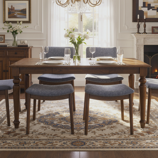 Sunvega Modern Solid Wood Dining Chair with Grey Fabric Upholstery and Padded Seat for Kitchen