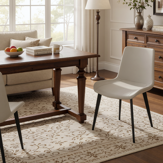 Sunvega Modern Upholstered Faux Leather Dining Chairs with Sturdy Metal Legs