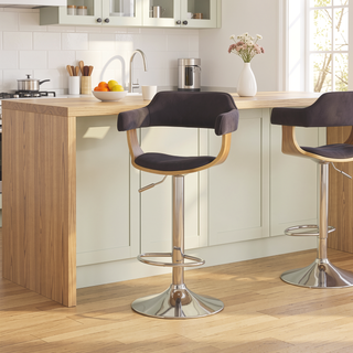 Sunvega Weathered Oak Adjustable Swivel Barstool with Padded Armrests and Footrest