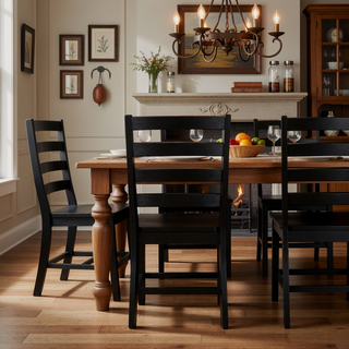 Sunvega White Finish Farmhouse Aesthetic Dining Table Seating for 6