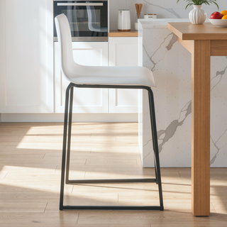 Sunvega Modern Faux Leather and Metal Counter Stool with Footrest for Kitchen Dining