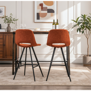 Sunvega Porth Fabric Kitchen Counter Height Stools Set of 2 with Plush Upholstery
