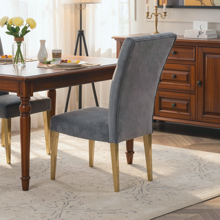 Sunvega Modern Velvet Upholstered Dining Chair Set with Tufted Back and Gold Legs