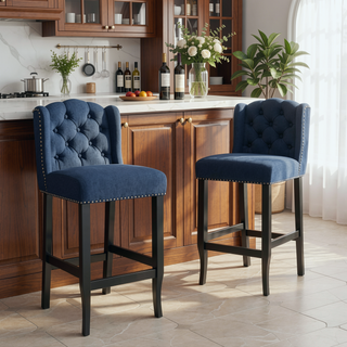 Sunvega Vienna Contemporary Tufted Wingback 31 Inch Counter Stools Set of 2