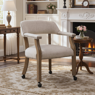 Sunvega Hardwood Caster Game Chair with Polyester Upholstery and Padded Armrests