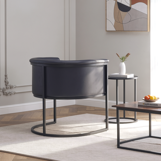 Sunvega Modern Faux Leather Upholstered Dining Chair with Geometric Metal Frame