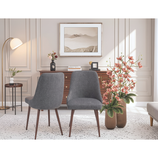 Sunvega Modern Upholstery Dining Chairs Set of 2 with Plush Foam and Wooden-Print Legs