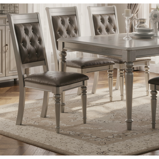 Sunvega Traditional Tufted Upholstered Dining Chairs Set of 2 with Silver Finish