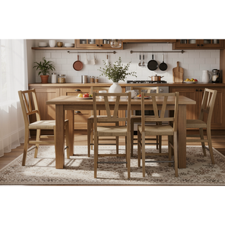 Sunvega Cashew Finish Counter Height Slat Back Chair with Rush Woven Seat