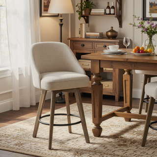 Sunvega Swivel Counter Stool with Medium High Back and Metal Ring Footrest