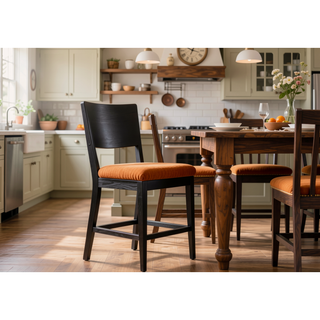 Sunvega Contemporary Black and Light Gray Fabric Upholstered Counter Height Dining Chairs