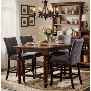 Sunvega Dark Gray Velvet Fabric Transitional Style Bar Stools Set Of Two