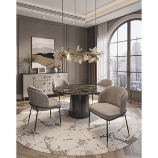 Sunvega Modern Upholstered Dining Chair in Black Twill Weave Fabric