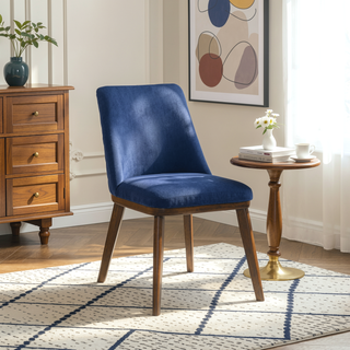 Sunvega Mid-Century Modern Navy Blue Velvet Dining Chair Set of 2
