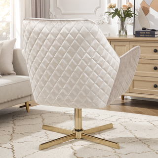 Sunvega Gold and Cream Velvet Contemporary Lounge Chair with 360 Swivel