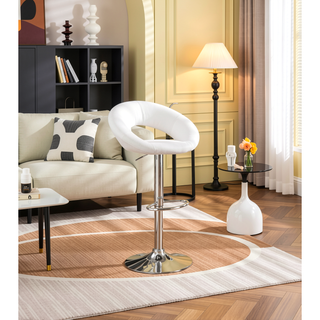 Sunvega Modern Adjustable Height Faux Leather Swivel Stools with Chrome Base Set of 2