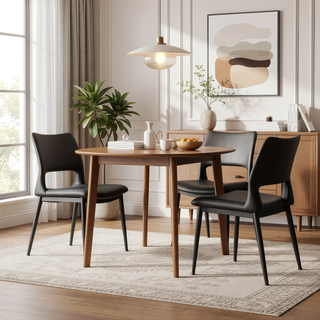 Sunvega Modern Minimalist White PU Leather Dining Chairs Set of 2 with Metal Legs