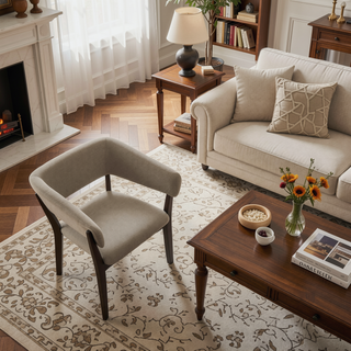 Sunvega Modern Dining Armchair with Sculptural Frame and Ergonomic Backrest