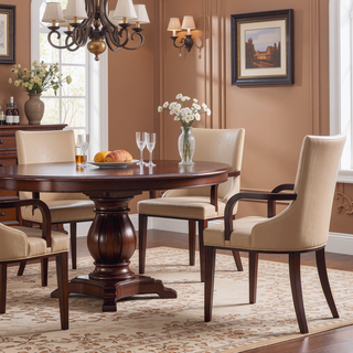 Sunvega Modern Dining Armchair with Faux Leather Upholstery and Solid Beech Wood Frame