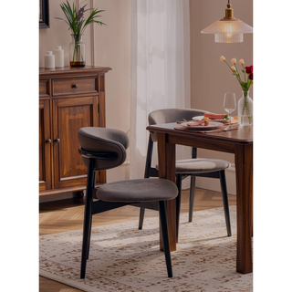 Sunvega Natural and Black Finish Dining Chair with Wooden Turn Legs