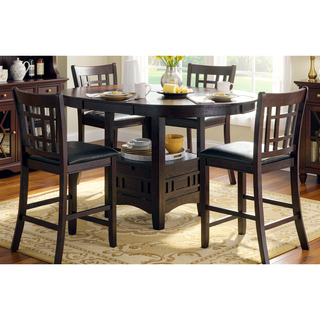 Sunvega Antique White and Rosy Brown Finish Counter Height Dining Table with Extension Leaf