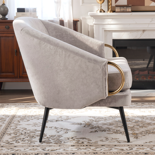 Sunvega Contemporary Glam Velvet Accent Chair with Gold Metal Accents