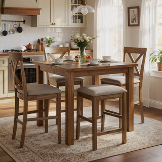 Sunvega Counter Height Dining Table with Storage Shelf in Weathered Gray Finish