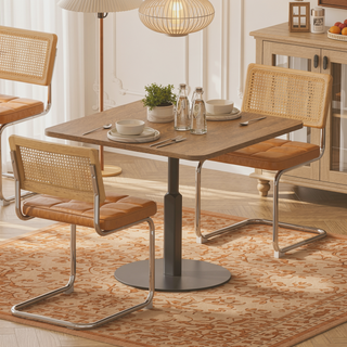 Sunvega Modern Dining Chairs Set of 2 with Rattan Back and Faux Leather Seat