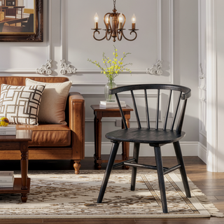 Sunvega Mid-Century Modern Dining Chairs with Spindle Back and Shaker Legs