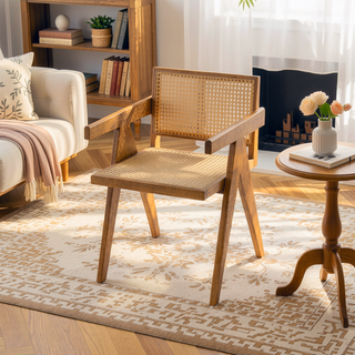Sunvega Natural Rattan Dining Chairs with Perforated Design Set of 2 for Living Room
