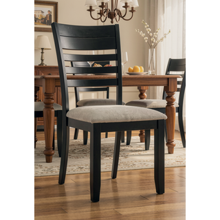 Sunvega Contemporary Ladder Back Dining Chairs with Gray Upholstered Seat Set of 2