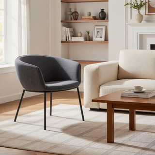 Sunvega Contemporary Black Steel and Charcoal Fabric Upholstered Accent Chair