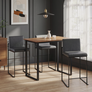 Sunvega Contemporary High Back Counter Stool Set of 3 with Padded Seat