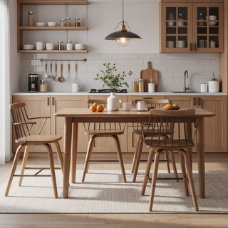 Sunvega Preston Farmhouse Counter Stool with White Washed Wood and Swivel Seat