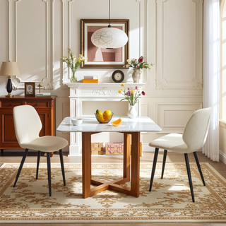 Sunvega Upholstered Dining Chairs with Soft Suede-Style Fabric and Metal Legs Set of 4