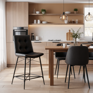 Sunvega Cool and Cozy Tufted Leatherette Counter Height Stools with Metal Base
