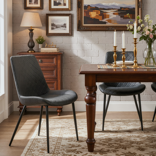 Sunvega Mid-Century Modern Leathaire Dining Chairs Set of 4 with Metal Legs