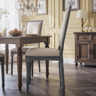 Sunvega Cream and Weathered Grey Farmhouse Style Open Back Side Chairs Set of 2