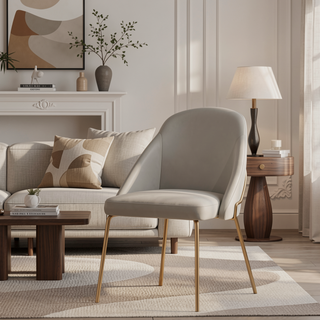 Sunvega Modern Upholstered Leatherette Dining Chair with Gold Steel Frame