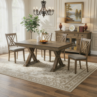 Sunvega Amador Grey Dining Bench with Contemporary Fabric Upholstery and Block Legs