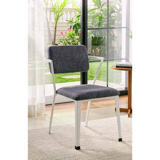 Sunvega Tall Backrest Dining Chair with Padded Gray Fabric Seat Set of 2
