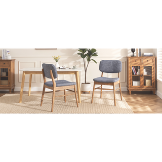 Sunvega Mid-Century Upholstered Dining Chairs with Rubberwood Frame in Walnut and Charcoal