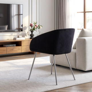 Sunvega Fran Contemporary Dining Chairs with Velvet Upholstery and Metal Legs Set of 2