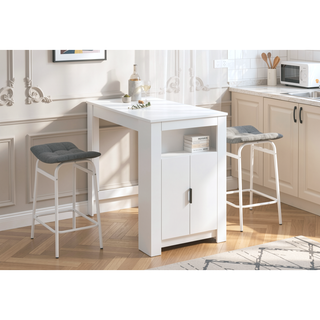 Sunvega Modern Kitchen Counter Height Barstools Set Of 2 Grey Fabric White Metal